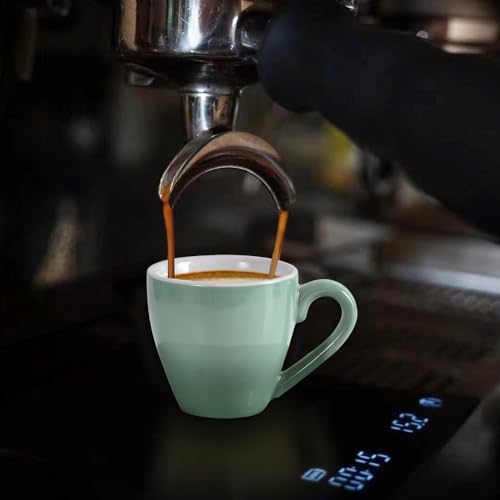 homEdge Porcelain Espresso Shot Cup Set with Saucers and Stainless Steel Spoons - 80 ml / 2.67 oz, Set of 4, Mint Green - color: Mint Green