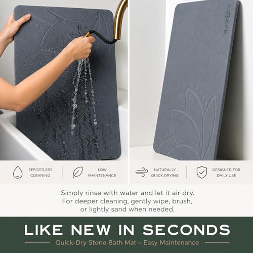 Stone Bath Mat - Diatomaceous Earth, Quick Dry - East Lotus | Non-Slip, Stone Bath Mats for Bathroom, Bath Stone, Diatomite, 23.6"x15.4", Luxury Bath Mat - color: East Lotus