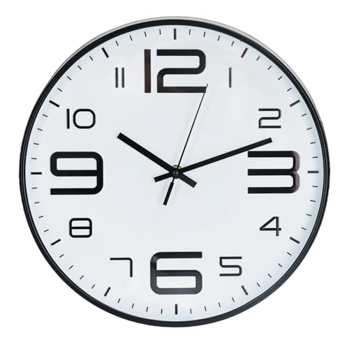 Wall Clock Modern Non-Ticking Battery Operated Wall Clocks Silent Quartz Movement Round Decor Clock Trendy and Practical Simple Style Best Gift for Office/Home/School (White-Black, 12 inch) - color: White-black