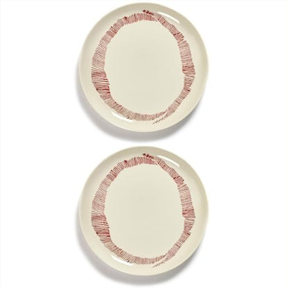 Serax Appetizer Plate | Feast tableware by Ottolenghi | 2 Starter Plates | Stoneware Dinnerware Set in white red | luxury Dishware Set for Dinner at Home, Party, Christmas | Kitchen Sets - size: Starter plate