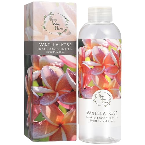 Reed Diffuser Refill Vanilla Kiss 6.76oz (200ml), Long-Lasting Floral Essential Oil, Home Fragrance for Bedroom, Bathroom Home Decor - color: Vanilla Kiss