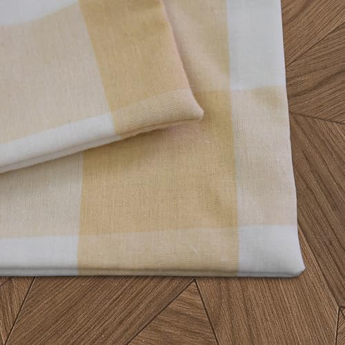 Beige & White 2 Side Cotton Buffalo Check Farmhouse Placemats Set of 4 Heat Resistant Dining Table Place Mats for Kitchen Table, 12 x 18 inches - color: Plaids Beige & White, size: Rectangular Placemats 12" x 18"