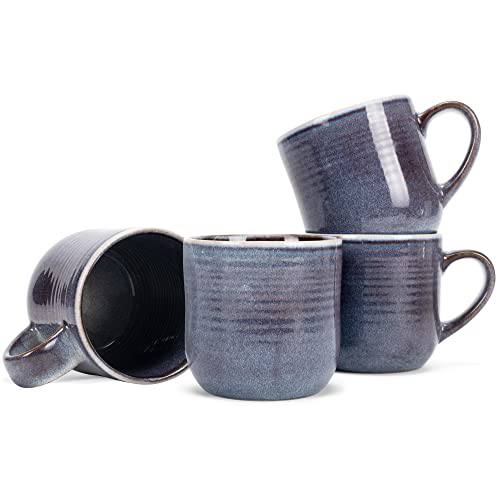 Elanze Designs Glossy Reactive Glaze Large 17 Fluid Ounce Everyday Kitchen Food Grade Ceramic Stoneware Coffee Mug Cup with Comfort Curved Handles, Set of 4, Purple Ombre Blue - color: Purple Ombre Blue