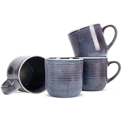 Elanze Designs Glossy Reactive Glaze Large 17 Fluid Ounce Everyday Kitchen Food Grade Ceramic Stoneware Coffee Mug Cup with Comfort Curved Handles, Set of 4, Purple Ombre Blue - color: Purple Ombre Blue