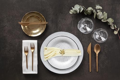 ACCENTHOME Cream Cloth Napkins Set of 6 18x18 inch Cotton Dinner Napkins - Washable Soft Premium Hotel Quality Reusable Napkins Perfect Table Napkins for Family Dinners, Weddings & Everyday Use | Cotton Linen Blend Napkins, Machine Wash On Gentle Cycle, E