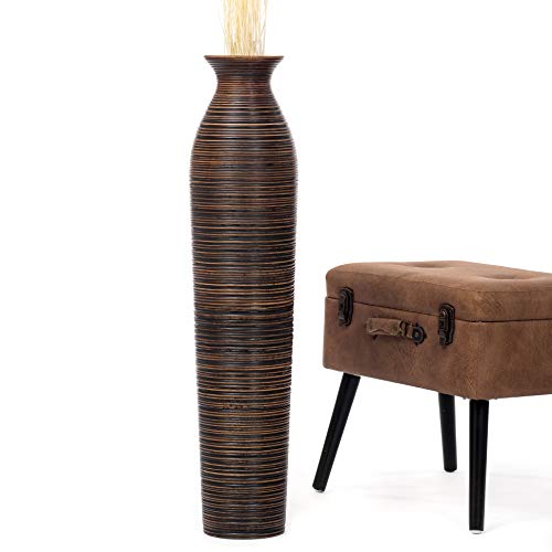 Leewadee Large Floor Vase 34 inches Mango Wood for Pampas Grass, Dried Flowers - color: Brown, size: 34 inches