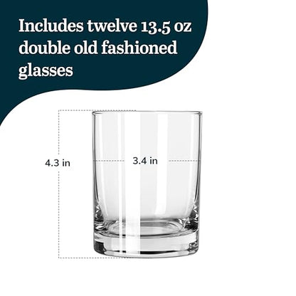 Libbey 918CD Heavy Base Double Old Fashioned Glasses - Elegant Whiskey Glasses Set of 12 - Dishwasher Safe Cocktail Glass for Cocktails, Juice, and More - color: Old fashioned 12
