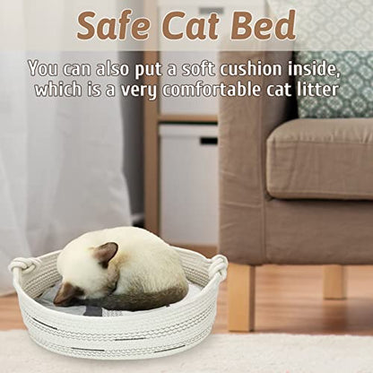 Fhiny Cotton Rope Dog Toy Basket with Handle Puppy Toys Storage Bin Small Woven Rectangle Diapers Pet Kitty Bed Perfect for Carry Pet Chew Toys Blankets Leashes Doggie Stuff - Beige M - size: B-M:15.7"×11.4"×7"