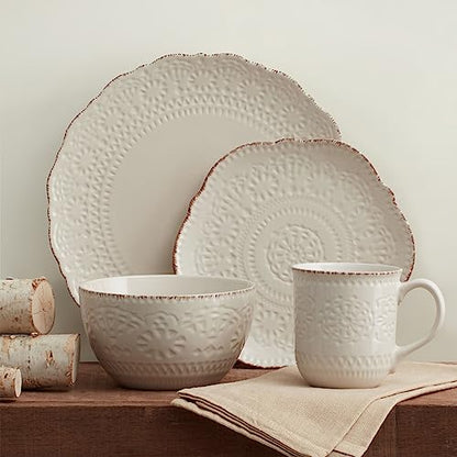 Pfaltzgraff Chateau Cream 16-Piece Stoneware Dinnerware Set, Service for 4, Off White - style: 16-Piece Stoneware Dinnerware Set