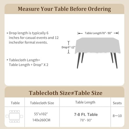 Laolitou Rustic Tablecloth Cotton Linen Waterproof Tablecloths Washable Table Cloths for Kitchen Dining,Party,Holiday,Christmas,Buffet Coffee Lines Rectangle,55''x102'',8-10 Seats - color: Coffee Lines, size: 102" x 55" (Rectangular)