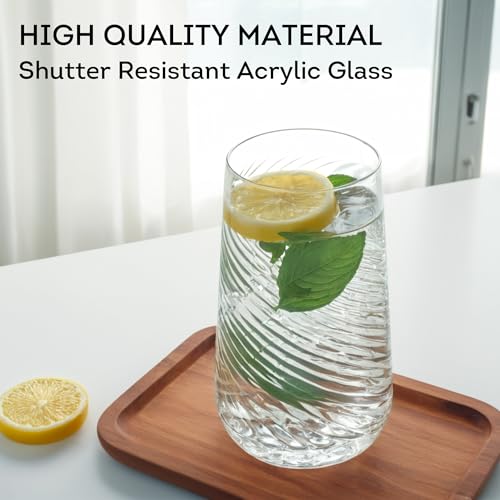 Lily's Home 26oz Plastic Drinking Tumblers - Set of 4 BPA-Free Plastic Drinking Glasses for Indoor/Outdoor - Durable Cups for Kitchen, Parties, Barbecues -Reusable Tumblers for Water, Juice, Cocktails - size: 26 Ounces (Tumbler)