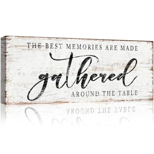 The Best Memories Are Made Gathered Sign, Long Narrow Kitchen Wall Decor, Inspirational Family Quote Canvas Plaque, 6x17 Inches - color: AC26-021-gathered, size: 17L" x 6W"