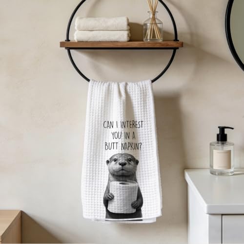 Cute Otter Bathroom Towels 24x14 Inch, Roll Paper Durable Reusable Microfiber Dish Cloth Hand Towel, Waffle Weave Tea Towels for Bathroom Home Kitchen Decor, Otter Gifts for Women Friend - color: Lm 336