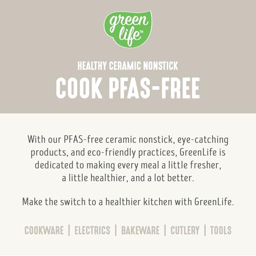 GreenLife 16 Piece Ceramic Nonstick Pots & Pans Cookware Set, Cream | PFAS-Free Nonstick Coating, Stockpot, Frying Pans, Saucepans, Sauté Pan, Stay-Cool Handles, Dishwasher & Oven Safe up to 350F - color: Cream, style: Soft Grip