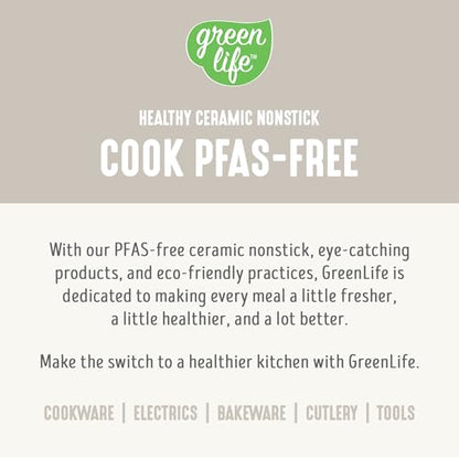 GreenLife 16 Piece Ceramic Nonstick Pots & Pans Cookware Set, Cream | PFAS-Free Nonstick Coating, Stockpot, Frying Pans, Saucepans, Sauté Pan, Stay-Cool Handles, Dishwasher & Oven Safe up to 350F - color: Cream, style: Soft Grip
