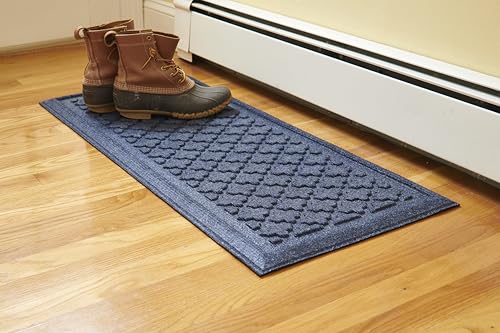 Artisan Entry Indoor Mats for Entryway, Durable & Easy to Clean Tray for Boots, Anti-Slip & Water-Resistant for Front Room, Made in The USA, 15" x 36", Blue, by Mats Inc. - color: Boot Tray - Navy, size: 15" x 36"