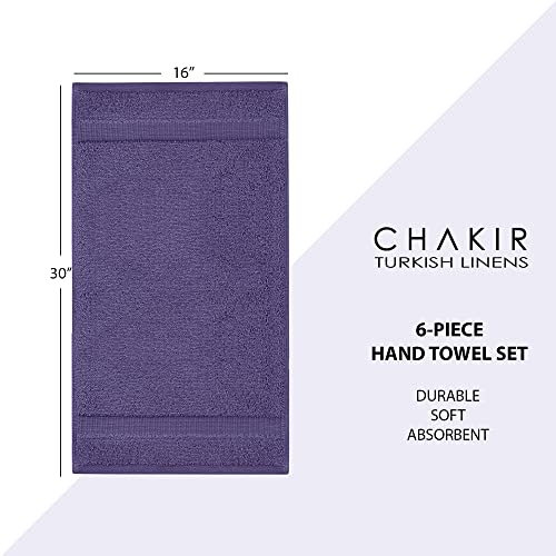 Chakir Turkish Linens | Hotel & Spa Quality 100% Cotton Premium Turkish Towels | Soft & Absorbent (6-Piece Hand Towels, Plum) - color: Plum
