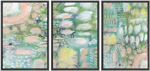 MUDECOR Framed Wall Art Print Set Vibrant Textured Abstract Multi-Colored Illustrations Modern Art Boho Decorative Colorful Chic for Living Room, Bedroom, Office - 16"x24"x3 Black - color: Abs07-2405-m09, size: 16"x24"x3 Panels Black