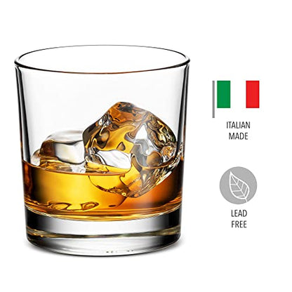 Godinger Old Fashioned Whiskey Glasses, Italian Made Drinking Glasses, Glass Cups, Whiskey Gifts - Set of 4 - style: Short Glasses