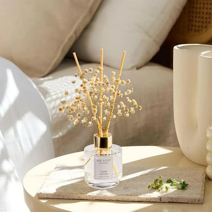 Reed Diffuser Set of 3,Clean Cotton White Jasmine White Tea Oil Reed Diffusers for Bedroom Living Room Office Aromatherapy Oil Reed Diffuser for Gift 50ml x 3