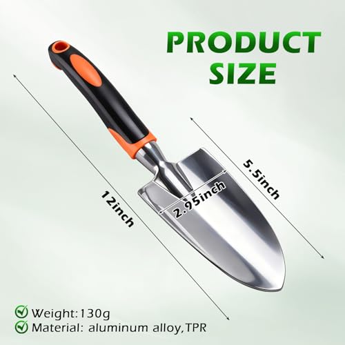 Garden Shovel Hand Trowel Cast-Aluminum Heavy Duty Mini Shovel Garden Tools Soft TPR Non-Slip Handle Potting Tools for Planting, Transplanting, Weeding, Digging Soil (12 Pack)