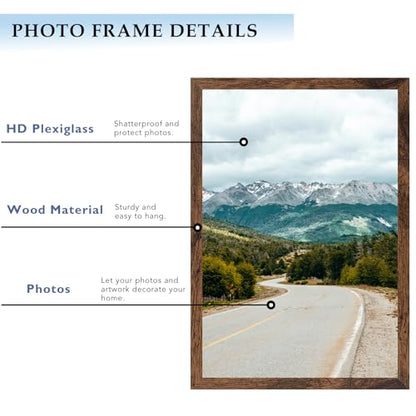 10x15 Picture Frame Deep Brown for Wall Hanging, Wood 10 x 15 Frame Photo Frame for Wall Horizontally or Vertically, Deep Brown, 3 Pack - size: 10x15 inch