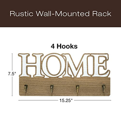 EXCELLO GLOBAL PRODUCTS Rustic Home Wall Mounted Coat Rack with 4 Hooks. Overall Size is 16" x 7". Use as Coat Rack, hat Organizer, Key Holder. Perfect for Entryway, Kitchen, Bathroom, Hallway - style: HOME