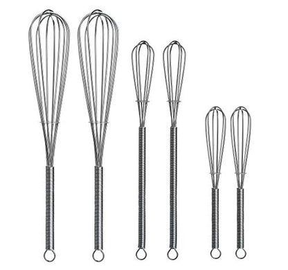 Mini Whisk 6 Pack - 2pk of 8”, 2pk of 7.2” and 2pk of 5” - Stainless Steel - size: 2pk of 8" and 2 of 7.2" and 2 of 5"