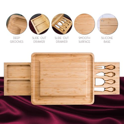 Personalized Charcuterie Board Gifts Set, Custom Engraved Large Bamboo Cheese Platter & Nut Tray, Unique Wedding, Anniversary, Housewarming, Birthday Gift for Couples