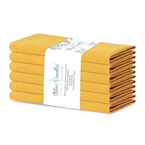 Blue Needles Solid Cloth Napkins Set of 6 Golden Yellow 100% Cotton Dinner Napkins 18x18 inches - Soft, Reusable, Absorbent & Washable, Ideal for Wedding Events Farmhouse Parties Hotel & Everyday Use - color: Golden Yellow, size: 18" x 18" (Set of 6)