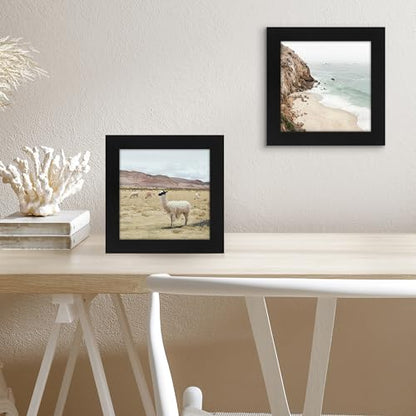 Americanflat 6x6 Picture Frame - Engineered Wood - Black | Shatter-resistant glass, wall or tabletop display with included easel, sawtooth hangers included - color: Black, size: 6x6
