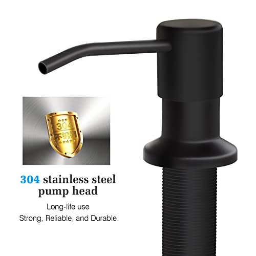 Soap Dispenser for Kitchen Sink and Extension Tube Kit, Stainless Steel Countertop SoapDispenser with 47 Inches Tube Connects Directly to Soap Bottle, Hand and Dish Soap Dispenser Pump （Black） - color: Black