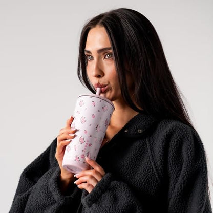 HydroJug Everyday Tumbler 20 oz, Ceramic-Lined Straw Cup, Wildrose - color: Wildrose, size: 20 Ounces