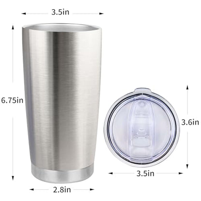 20oz Stainless Steel Tumbler with Lid, Travel Mug - Double Wall Vacuum Powder Coated Cup - Stainless steel, 1 Pack - color: Stainless, size: 1 Pack