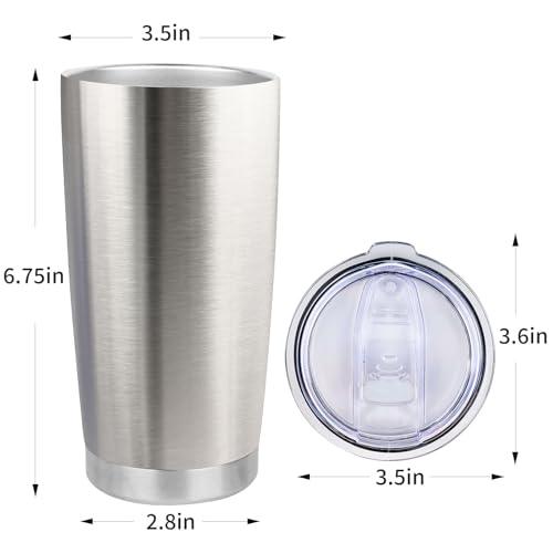 20oz Stainless Steel Tumbler Bulk with Lid, Travel Mug - Double Wall Vacuum Powder Coated Cup - Stainless steel, 12 Pack - color: Stainless, size: 12 Pack
