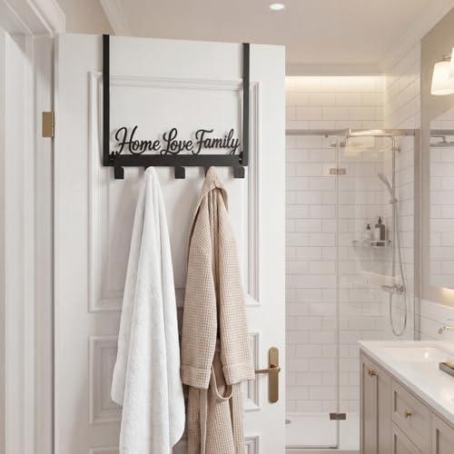 Reallnaive Home Love Family Over The Door Hooks Bathroom Decor Wall Mount Hanger Rack Holder for Towel, Hat, Coat, Cloth, Keychain, Bag, Christmas Party Gift - style: Home
