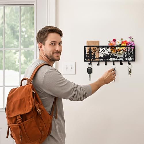 Deer Metal Wall Mail Organizer Wall Mounted Key and Mail Holder Mail Basket Hanging Mail Sorter and Key Organizer for Entryway Bedroom Bathroom - size: Small, style: Mail Shelf