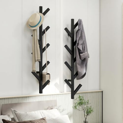Prywot 2PK Vertical Hat Rack, Metal Coat Rack Wall Mounted, Black, 37.8" | 9 Hooks, Space-saving wall-mounted design, for Hats, Jackets, Coats, and Bags - Suitable for Entryways and Bedrooms - color: Black(2 Pack)