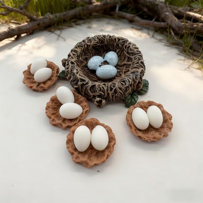 32 Pcs Bird Decorative Figurines Miniature Bird Nest Egg Figurines Cake Topper for Fairy Garden Moss Micro Landscape Home Decoration