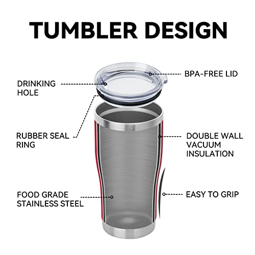 DOMICARE 20oz Tumbler with Lid Stainless Steel Tumblers Bulk, Double Wall Vacuum Insulated Coffee Travel Mug Powder Coated Tumbler, 1 Count (Pack of 1) Red - color: Red, size: 1 count