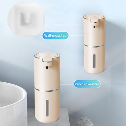 Automatic Soap Dispenser – Touchless Foaming Soap Dispenser 400ml USB Rechargeable Dispenser Electric Wall Mounted 4levels Adjustable Foam Soap Dispenser Pump for Bathroom Kitchen(Gold) - color: Gold, style: Foam