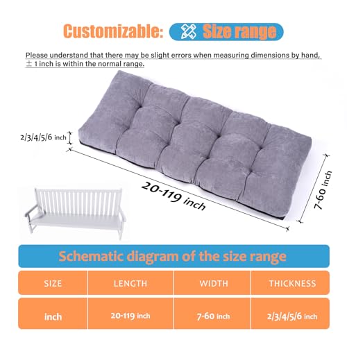 Custom Size Bench Cushions for Indoor Outdoor Non-Slip Tufted, Chair Cushion, Piano Seat Pads, Patio Sofa Water-Resistant Cushion, Made of High Density Sponge Comfortable and Durable