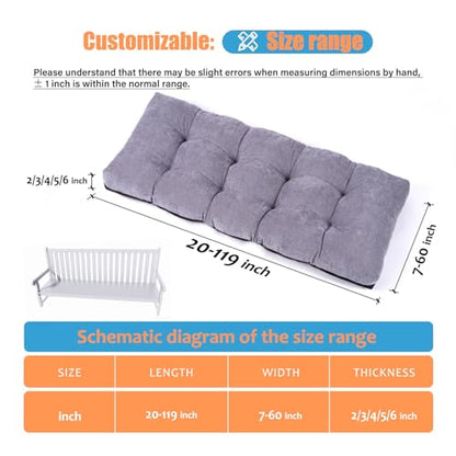 Custom Size Bench Cushions for Indoor Outdoor Non-Slip Tufted, Chair Cushion, Piano Seat Pads, Patio Sofa Water-Resistant Cushion, Made of High Density Sponge Comfortable and Durable