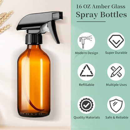 GIVAMEIHF 8oz Amber Glass Spray Bottles,6 Pack Glass Spray Bottles Refillable Empty Bottle with Adjustable Nozzle,Spray Bottle for Essential Oils,Cleaning Solutions,Pets,Hair Mister,Gardening - color: Brown-6 Pack