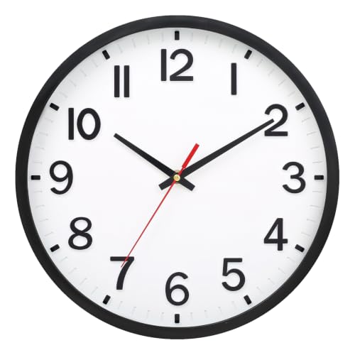 Wall Clocks Battery Operated 8 inch Modern Wall Clock,Silent Non Ticking Wall Clock for Living Room Bedroom Kitchen Office Classroom Decor (White and Black) - color: Whiteblack Red, size: 8 inch