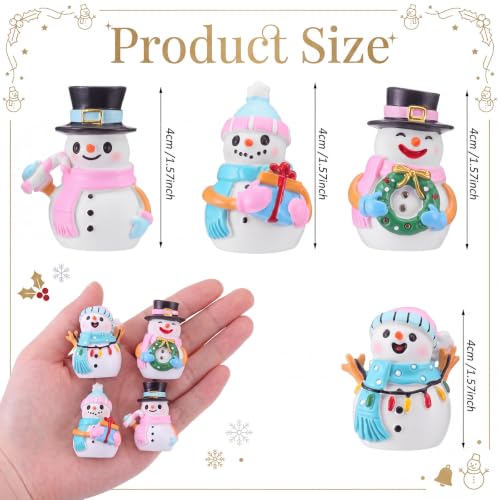 Honoson 12 Pcs Christmas Cute Snowman Figurines Winter Miniature Figurines Resin Micro Landscapes Winter Snowman Decoration for Christmas Birthday Home Decorations Gift - style: Pastel Snowman