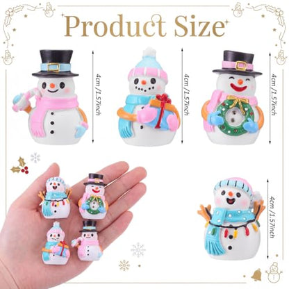 Honoson 12 Pcs Christmas Cute Snowman Figurines Winter Miniature Figurines Resin Micro Landscapes Winter Snowman Decoration for Christmas Birthday Home Decorations Gift - style: Pastel Snowman