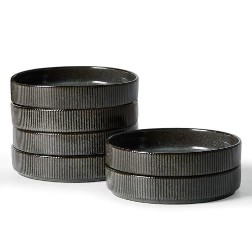 famiware Star 7.5" Pasta Bowls Set of 6, Plate Bowls, Deep Forest | Double Reactive Glaze, Microwave & Dishwasher Safe, Lead-free and Cadmium-free, Stoneware Scratch Resistant, Kitchen Bowls - color: Deep Forest, size: 6 pcs