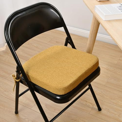 SINOSSO Memory Foam Chair Cushion for Folding Chair 1 Pcs, Thickened 2" Square Kitchen Chair Pad with Ties, Indoor Non-Slip Dining Chair Seat Cushion (1 Piece, Yellow) - color: Yellow