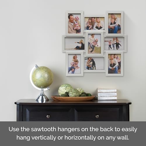 MELANNCO 18 x 18 Inch 9 Opening Photo Collage Frame, Displays Four 4x6 and Five 6x4 Inch Photos, White - color: White, size: 18 x 18 Inch